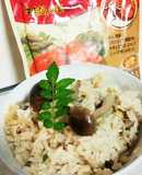 秋の簡単炊き込みご飯　牛肉ダシダ風味