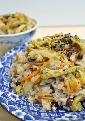 圧力鍋♪省エネ小豆de赤飯の混ぜご飯-レシピのメイン写真