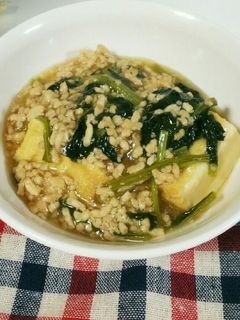 小松菜と厚揚げのそぼろ煮-レシピのメイン写真