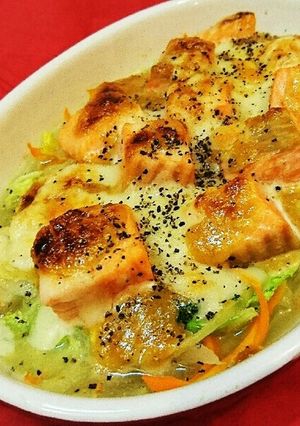 鮭とたっぷり白菜の味噌チーズオーブン焼き-レシピのメイン写真