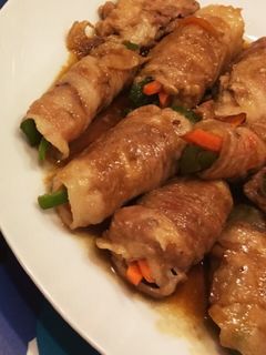 豚コマ消費!!野菜巻きプルコギ味-レシピのメイン写真