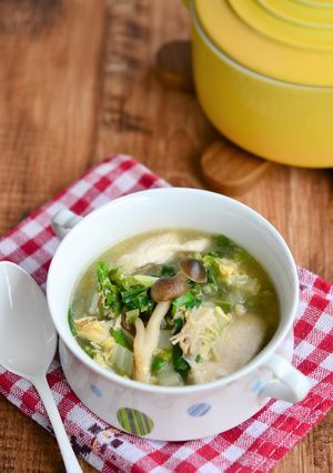 きのこと白菜の食べる野菜かきたまスープ鍋-レシピのメイン写真