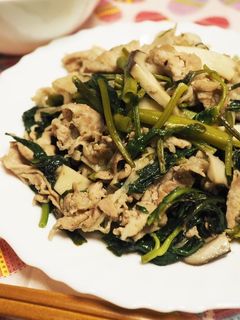 簡単☆空芯菜と豚肉のあっさり中華風炒め-レシピのメイン写真