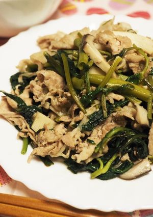 簡単☆空芯菜と豚肉のあっさり中華風炒め-レシピのメイン写真