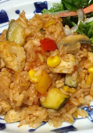 野菜いっぱいのチキンピラフ♫-レシピのメイン写真