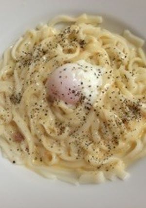 100円レシピ☆うどんカルボナーラ-レシピのメイン写真