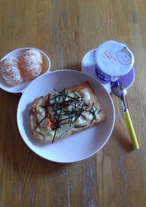 しゃけトースト朝ごはん-レシピのメイン写真