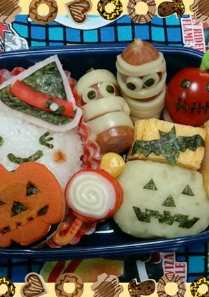 ハロウィンのキャラ弁☆沢山のオバケ達☆-レシピのメイン写真