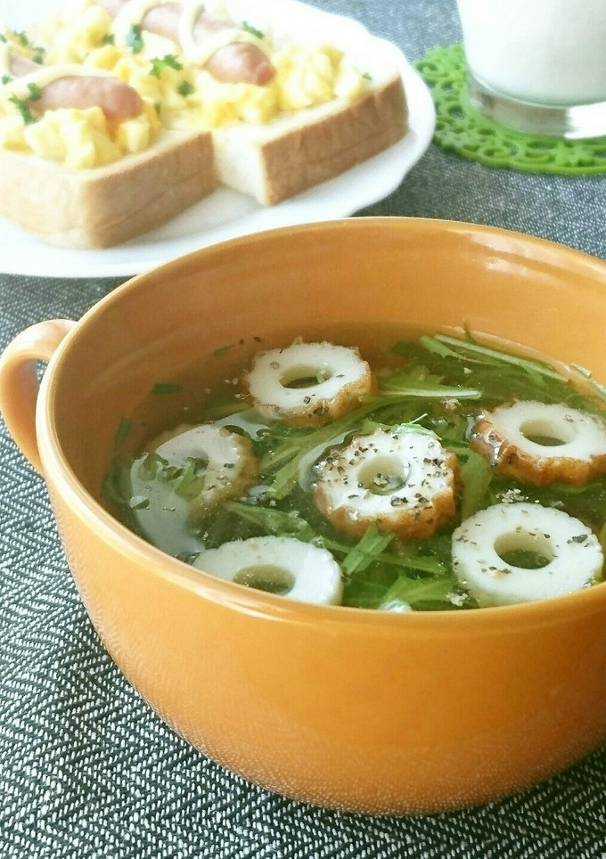 和洋中どれでも♪水菜とちくわのスープ-レシピのメイン写真