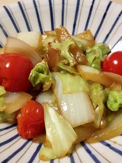 ミニトマトとキャベツのしょうゆ炒め-レシピのメイン写真