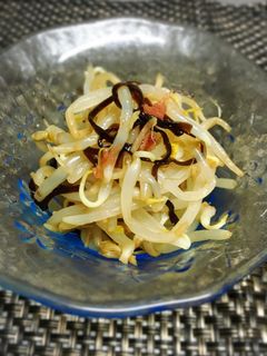 レンチン簡単!もやしと塩昆布の梅あえ-レシピのメイン写真