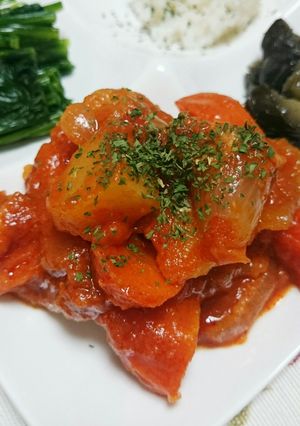 ダシダで鶏もものトマト煮込み-レシピのメイン写真