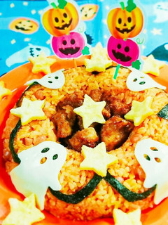 子供喜ぶハロウィン唐揚げ✖チキンライス-レシピのメイン写真