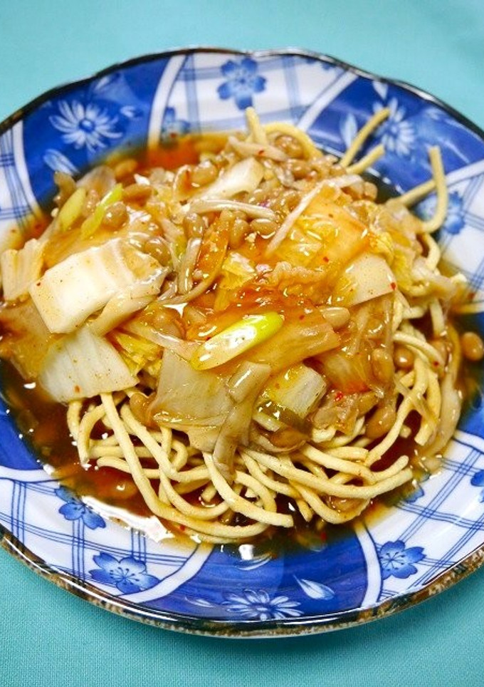 簡単うまうま！かた焼きそば(納豆キムチ)-レシピのメイン写真