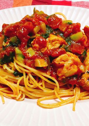 ほうれん草とトマトのパスタ-レシピのメイン写真