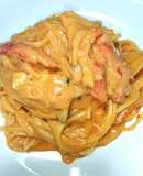 かっぱえびせんで♪トマトクリームパスタ
