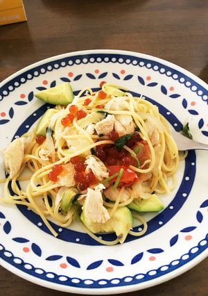 ささみとアボガドのパスタ いくら添え♡-レシピのメイン写真