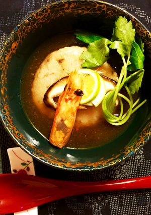 あごだし餡で暖か秋♪海老と椎茸の蓮根饅頭-レシピのメイン写真