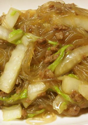 白菜＆ひき肉の春雨炒め-レシピのメイン写真