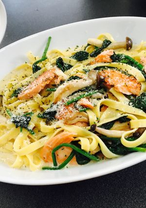 クリームパスタ〜サーモンほうれん草〜-レシピのメイン写真