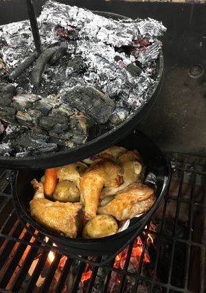 たき火でローストチキン-レシピのメイン写真