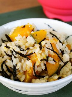 レンジでかぼちゃとひじきの炊き込みごはん-レシピのメイン写真