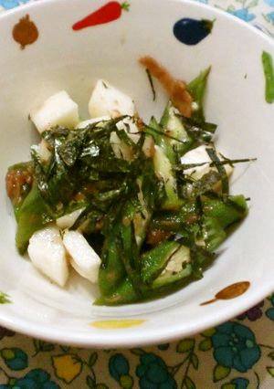 山芋とオクラのあごだし梅肉和え-レシピのメイン写真