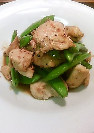 鶏肉スナップエンドウわさびバター醤油炒め-レシピのメイン写真