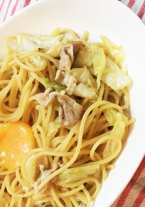 くばらで豚ばらパスタ あごだしつゆ-レシピのメイン写真