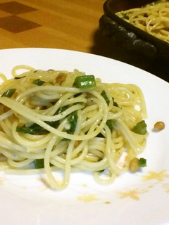 つるむらさき&納豆のめんつゆパスタ-レシピのメイン写真