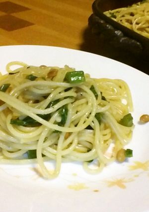 つるむらさき&納豆のめんつゆパスタ-レシピのメイン写真