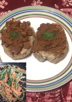 ブラウンソースハンバーグとたらこ野菜炒め-レシピのメイン写真