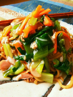 小松菜の餡掛け焼きそば-レシピのメイン写真
