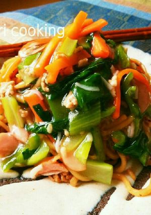 小松菜の餡掛け焼きそば-レシピのメイン写真