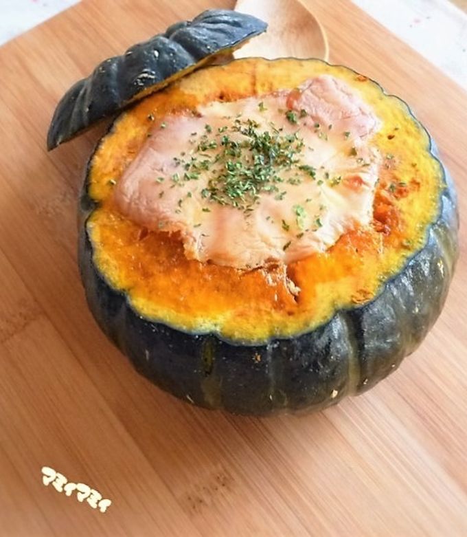 レンジでチン＆坊ちゃん南瓜のオープン焼き-レシピのメイン写真