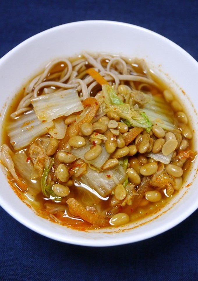 簡単！納豆キムチ蕎麦はじめました-レシピのメイン写真