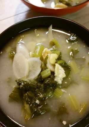 塩漬け大根菜の✦粕汁✦うち豆入り-レシピのメイン写真