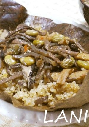 ぜんまいの朴葉炊き込みご飯-レシピのメイン写真