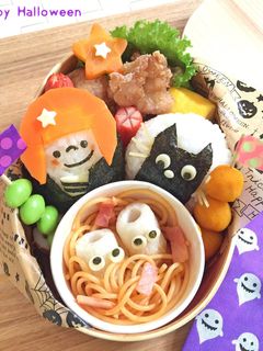 ハロウィン★モンスター★パスタ♫キャラ弁-レシピのメイン写真
