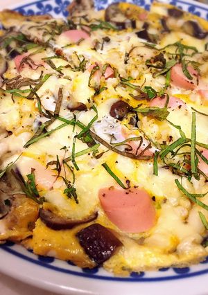 ダジダでこくうま♪ナスと魚ニソの卵ピザ♪-レシピのメイン写真