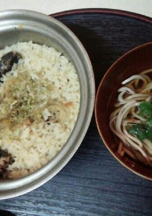 サンマ粥と蕎麦（血管ダイエット食963）-レシピのメイン写真
