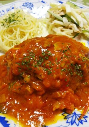 超簡単♪美味✩❤トマト煮込みハンバーグ❤-レシピのメイン写真