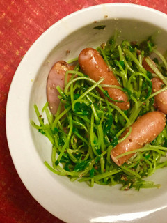 豆苗とウインナーの 粒マスタード炒め-レシピのメイン写真