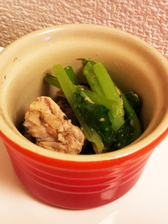 3分で完成!さばの水煮と小松菜の炒め物-レシピのメイン写真