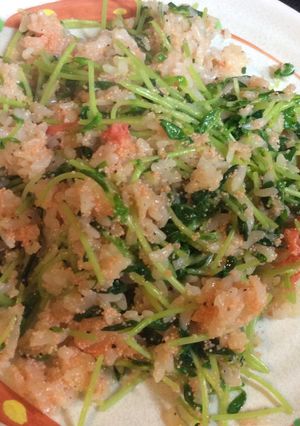 豆苗・明太子の焼飯と海苔簡単スープ♪-レシピのメイン写真