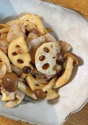 豚バラと蓮根の甘辛ポン酢炒め-レシピのメイン写真