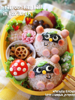 キャラ弁*簡単♪たぬきおにぎりの秋弁当-レシピのメイン写真