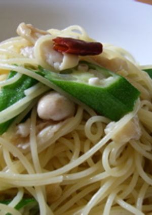 鶏皮とオクラのパスタ-レシピのメイン写真