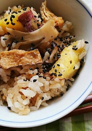 さつまいもとキノコの炊き込みご飯-レシピのメイン写真