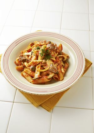 びわ茶ぶりときのこのアラビアータパスタ-レシピのメイン写真